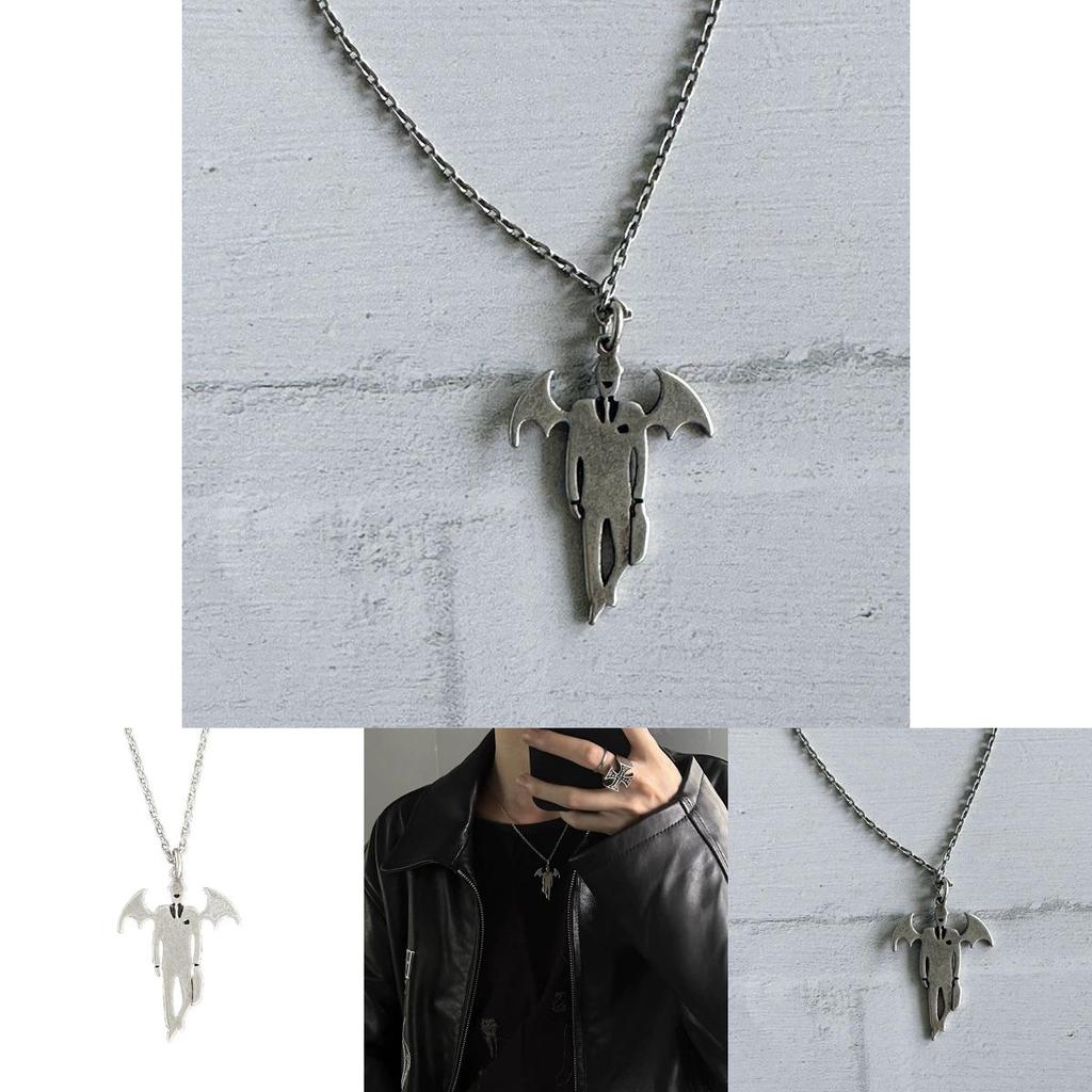 Halloween Vampire Mythology Pendant Necklace With Wing Motif For Costume Accessory