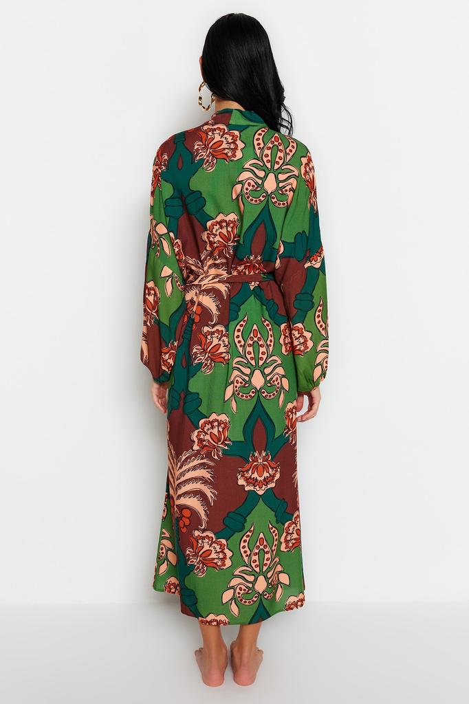 Женская мода, новое кимоно и кафтан с абстрактным рисунком и поясом, макси-тканое кимоно-кафтан из 100% хлопка