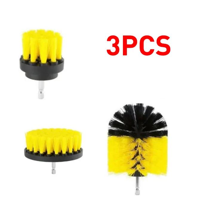 3Pcs Electric Scrubber Brush Drill Brush Kit Plastic Round Power Drills Cleaning Brush for Carpet Glass Car Tires Nylon Brushes
