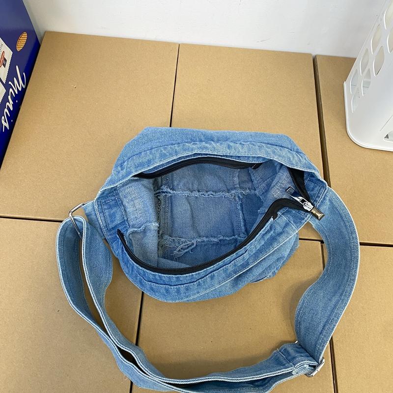 Джинсовая сумка Женская сумка через плечо Большая вместительная сумка