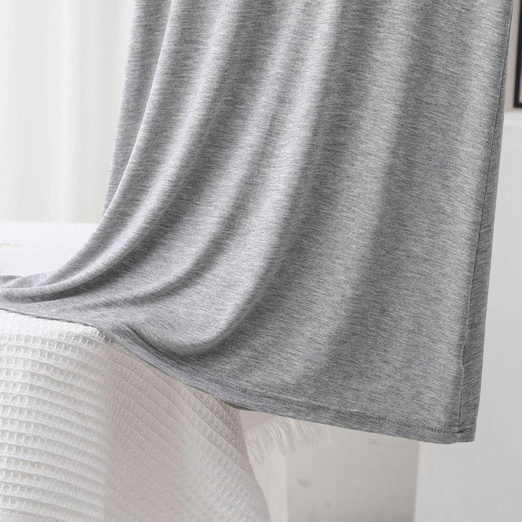 Women's Summer Solid Color Loose Slimming Modal Mid-Length Dress with Round Neck and Short Sleeves