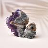 Hand-Carved Amethyst Squirrel Figurine - Purple Raw Stone Ornament for Home or Office Decor