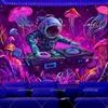 Черно-белый Астронавт DJ Гобелен медузы УФ-реактивный Галактика Планета Светящийся в темноте Грибы Гобелены Черный Свет Неоновые Постеры