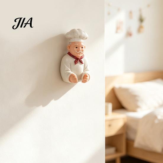 Органайзер для зоны умывания в детской комнате, Настенный крючок с рисунком шеф-повара, Клейкий держатель для зубных щеток из смолы, Маленькие забавные кухонные крючки, Декоративные элементы для или раковины