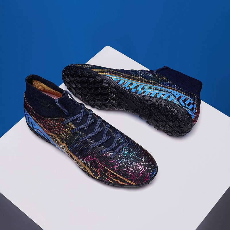 Молодежные и взрослые новые качественные амортизирующие противоскользящие и износостойкие высокие кеды с короткими шипами для уличного футбола и спортивной обуви