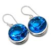 Swiss Blue Topaz Gemstone Handmade 925 Sterling Silver Earring 1.50" E5l78