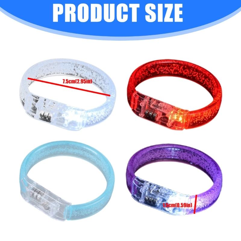 12pcs Light Up Party Bracelets Acrylic LED Wristbands For Kids Adults Concerts Festivals Nighttime Activities Multicolored Glowing Effect