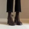 Премиальные универсальные ретро квадратный носок удобные тонкие ботильоны женские осенние французские простые повседневные модные короткие ботильоны