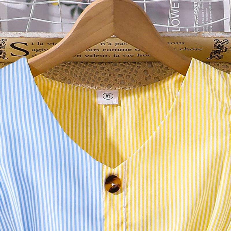 Модное платье для девочек 2025 Лето Детское полосатое платье принцессы