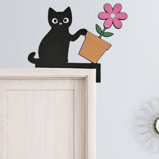 Украшение на дверную коробку для кошки, украшение на деревянную дверную раму, украшение на дверь, угловая табличка на окна дома, настенный декор для любителей кошек, подарок