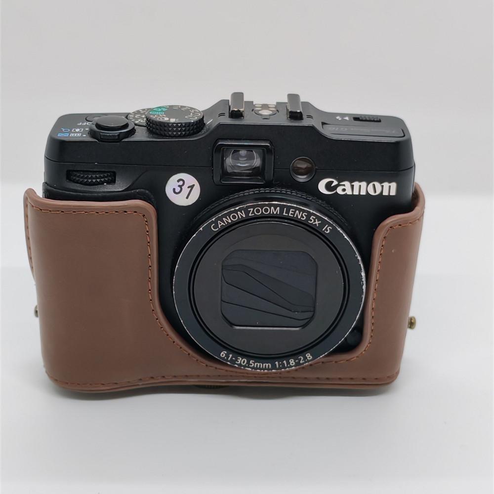 Чехол-сумка из искусственной кожи для камеры Canon Powershot G15 G16, полный чехол для корпуса с ремешком
