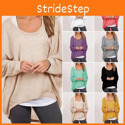 Элегантная женская футболка-пуловер с длинным рукавом большого размера, свободного кроя