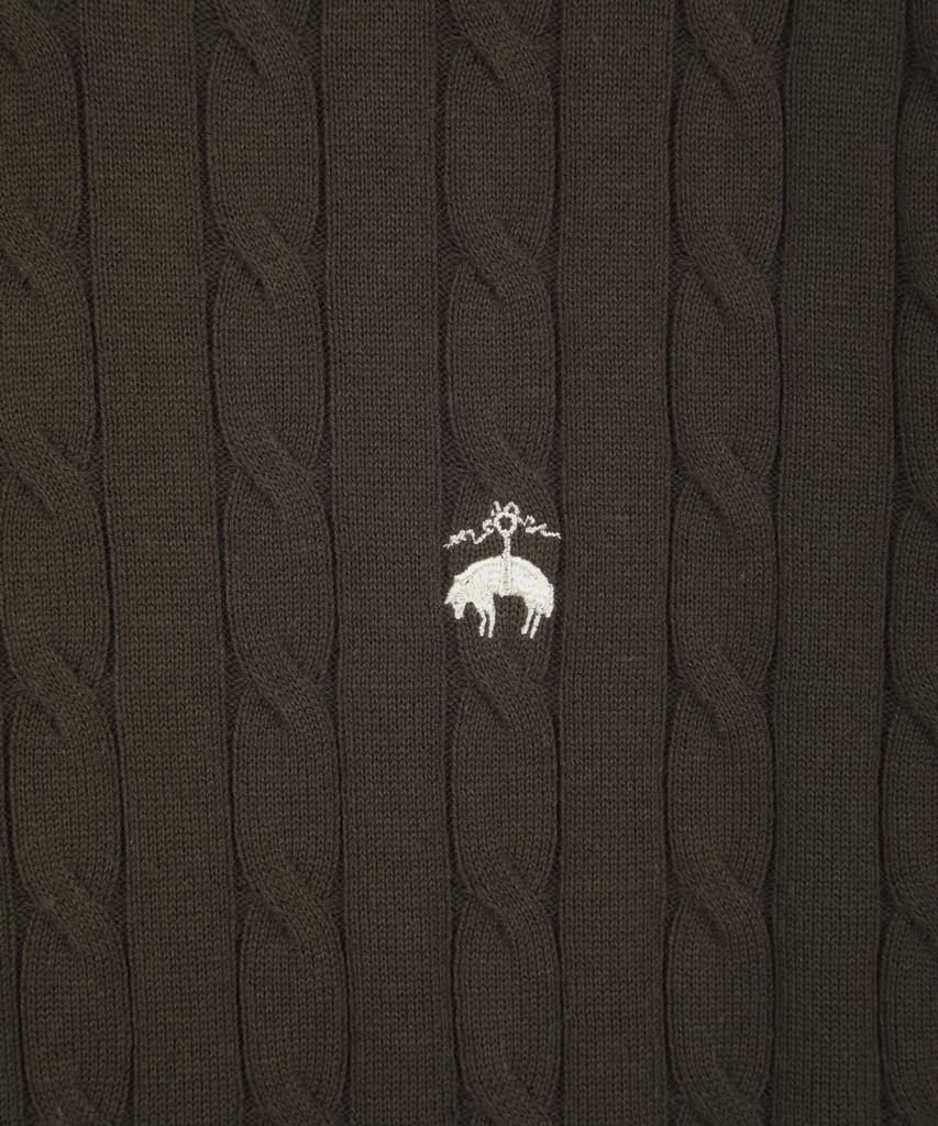 BROOKS BROTHERS Cotton Cable Crew Neck Short Sleeve Sweater (Brown) (Bbwrmog203)