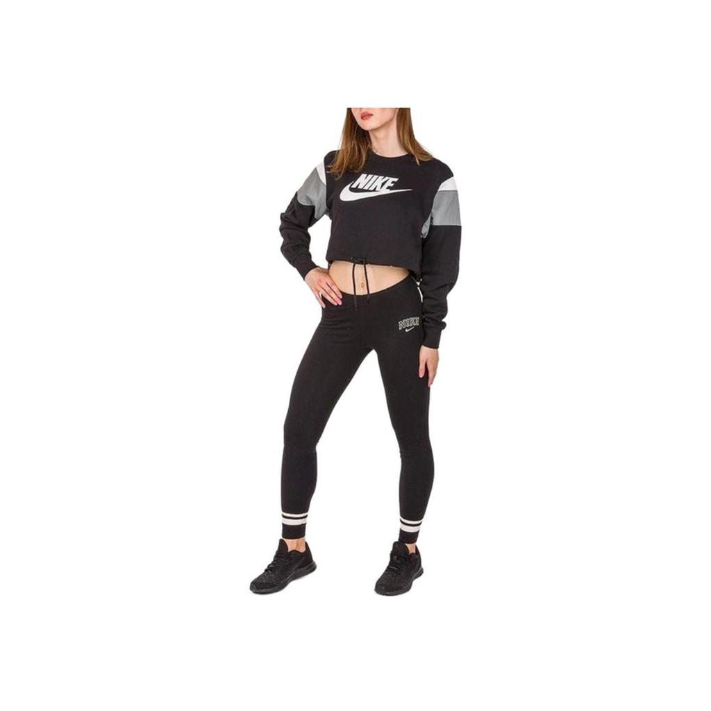 Nike Свитшот с длинным рукавом и принтом в американском стиле, женский, черный CJ2308-010