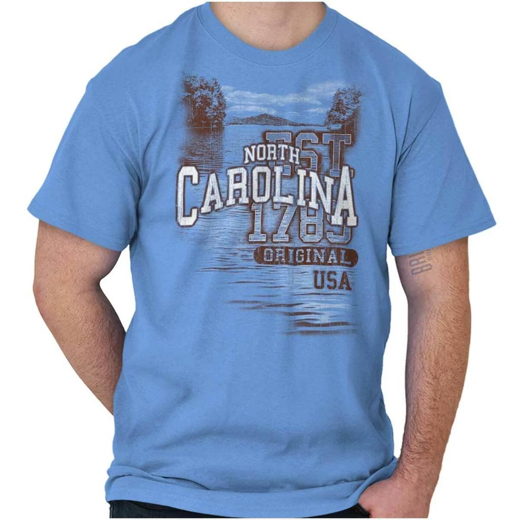 North Carolina Tar Heel State Camping Souveni Adult Short Sleeve Crewneck Tee
