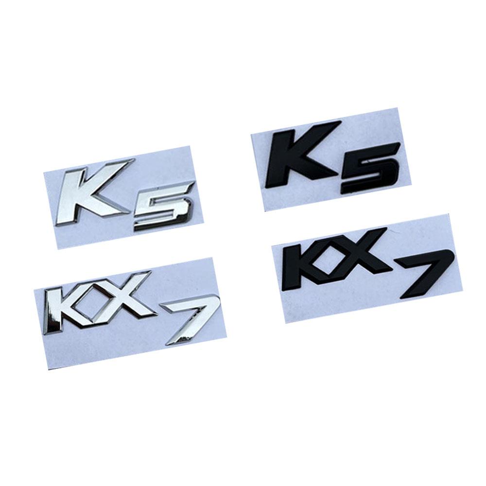 IYWD1 Car 3D Metal Logo Lettering Badge Sticker Rear Trunk Emblem Silver Gloss Black Auto Decorate Accessories For Kia K2 K3 K4 K5 KX7