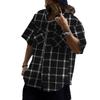 Мужская клетчатая рубашка с застежкой-пэчворком, повседневная спортивная рубашка с коротким рукавом