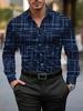 Must-have Geometric Pattern Long Sleeve Shirt, Slim Fit Casual Men's Shirt