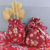Pearl Pendant Canvas Flower Drawstring Bag Stripe Bowknot Floral Tassel Handbag  Female/Girls