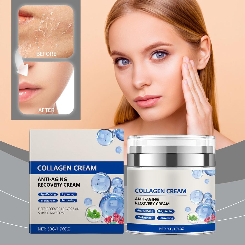 Collagen Cream Moisturizing Wrinkle Care Lightens Fine Lines Brightens Skin Tone Deep Nourishment Anti-aging