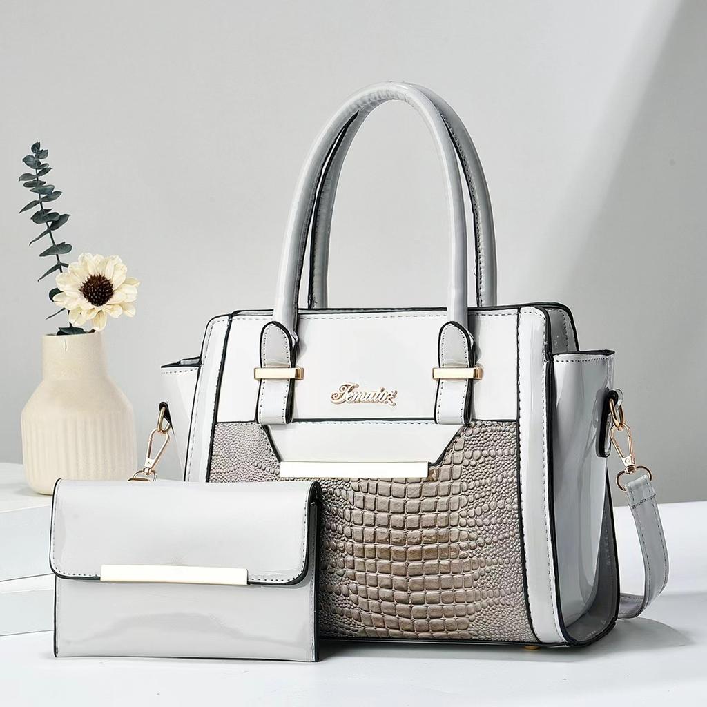 WTEMPO Женские комплекты сумок, однотонные сумки, комплект из трех предметов, большая вместимость, сумки на молнии, искусственная кожа с крокодиловым узором, повседневные универсальные сумки через плечо