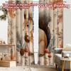 2pcs, 2D FLAT PRINTING Curtains (Without Rod) Autumn Squirrel Holiday Printed Curtains Fabric Curtains Outdoor Decorations
