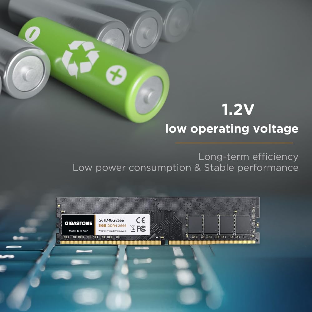 Оперативная память для настольного ПК Gigastone DDR4 8 ГБ x 2 CL19 UDIMM 288-контактный небуферизованный модуль памяти для обновления оперативной памяти настольного ПК (16 ГИГАБАЙТ) DDR4-2666МГц PC4-21300 1.2В