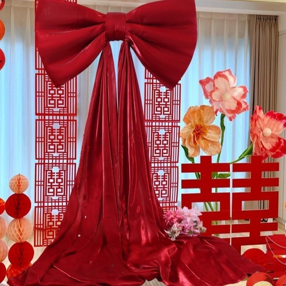 Бант 50x38 см Гигантский Бант Настенный Фон Розовый Переливающийся Винно-Красный B Лента Настенное Украшение Цвет Шампанского Гигантский Размер