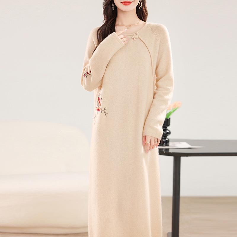 Женское кашемировое платье Qinghe кашемир 30% кашемир 70% шерсть осенне-зимняя кашемировая юбка мягкая и теплая