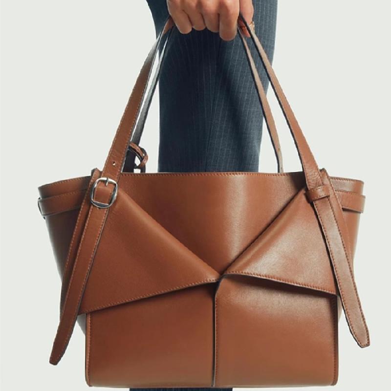 Элегантная кожаная сумка для женщин, большая вместительная рабочая сумка, повседневная винтажная сумка
