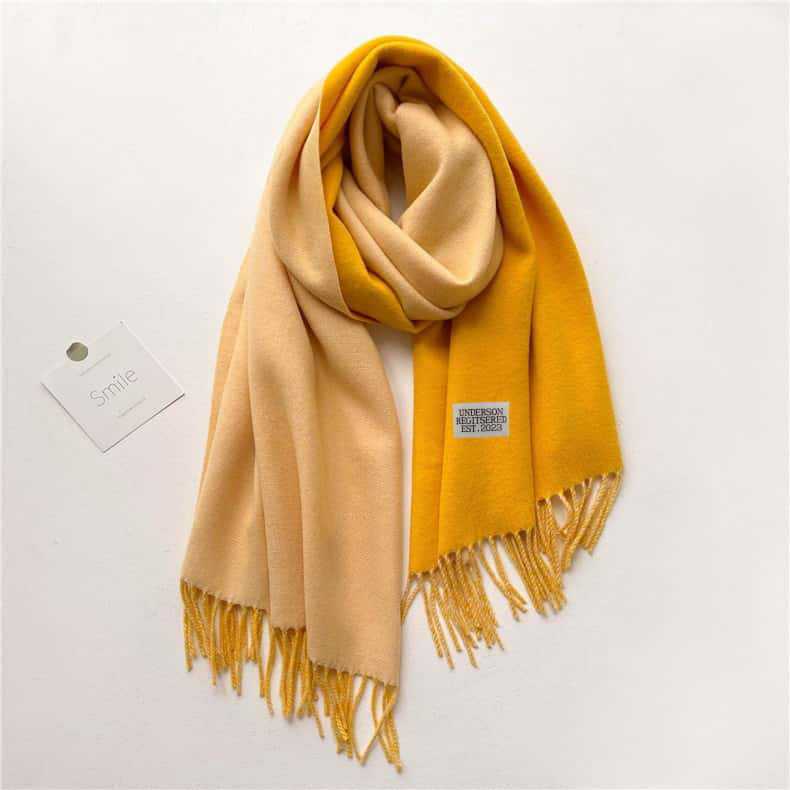 2024 Autumn/Winter New Thickened Warm Solid Color Double Sided Two Tone Tassel Imitation Cashmere Scarf, High Grade Shawl Neck