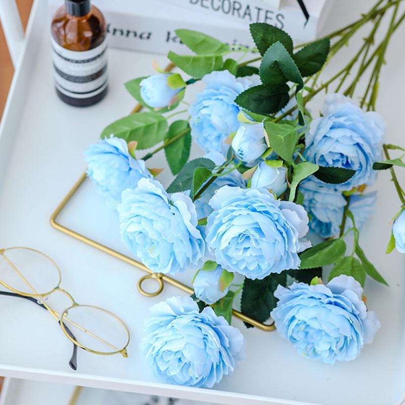 3 головки розы Европейский шелк искусственный пион цветок для домашнего декора свадебных стен