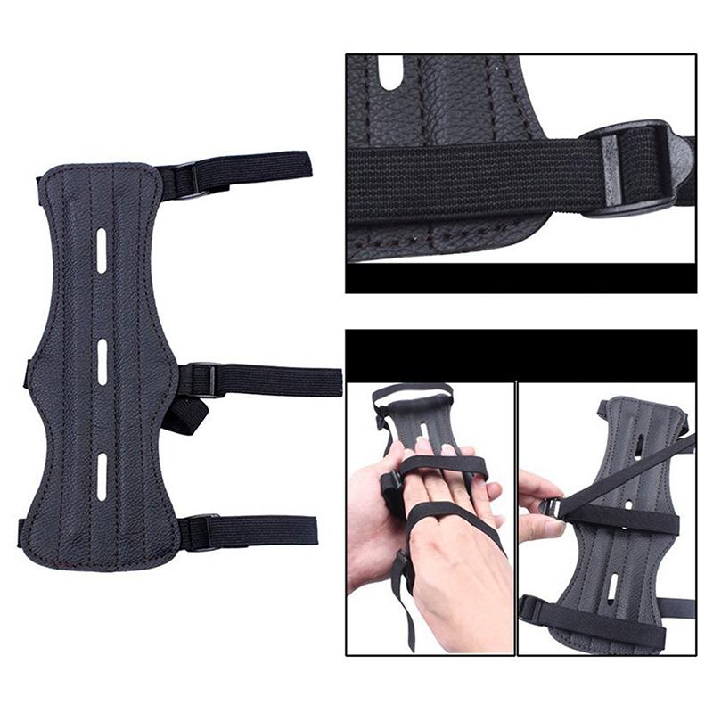 Leather Archery Equipment Arm Guard 3 Straps Protection Forearm Safe Adjustable Bow Arrow Hunting Shooting Training Accessories