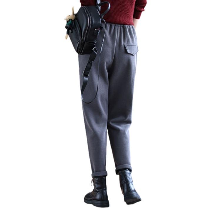 Женские ретро повседневные спортивные гаремные спортивные штаны с эластичной талией и большими карманами - универсальные для осени/зимы