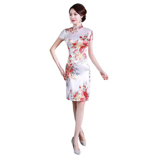 Летний Cheongsam с пряжками на бедрах, длиной до колена, в китайском стиле, летняя тонкая женская одежда Qipao