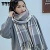 Knitted Hijab for Woman Winter Scarf Tassel Warm Thick Blanket Shawl Ladies