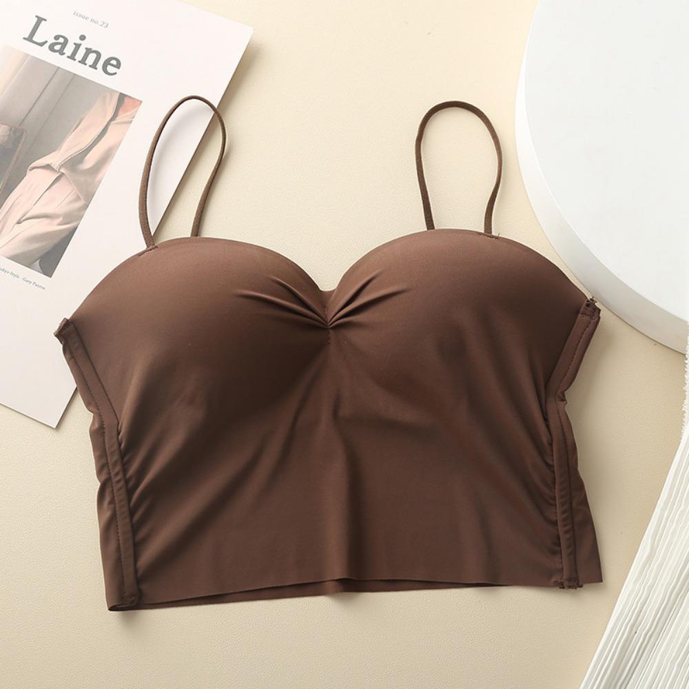 Ice Silk бесшовные сборки без стального кольца тонкие подтяжки нижнее белье женские фиксированные цельные чашки нескользящие удобные задние трубчатые топы для женщин