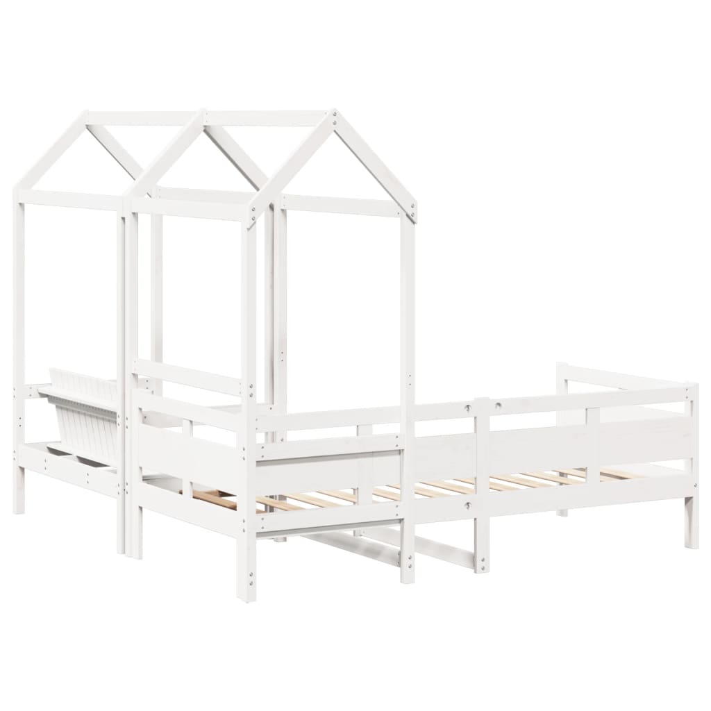 Daybed and Bench with Canopy White 80x200 cm Pine Wood