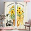 2pcs 2D Flat Printing Curtain Floral Bee Kind Pot Polyester Without Electricity Festive Holiday Perfect for Holiday Celebrations