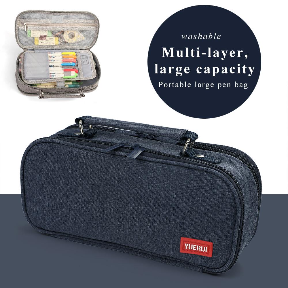 Многослойный холщовый пенал большой вместимости для студентов, простой и многофункциональный пенал, ручной органайзер для канцелярских принадлежностей