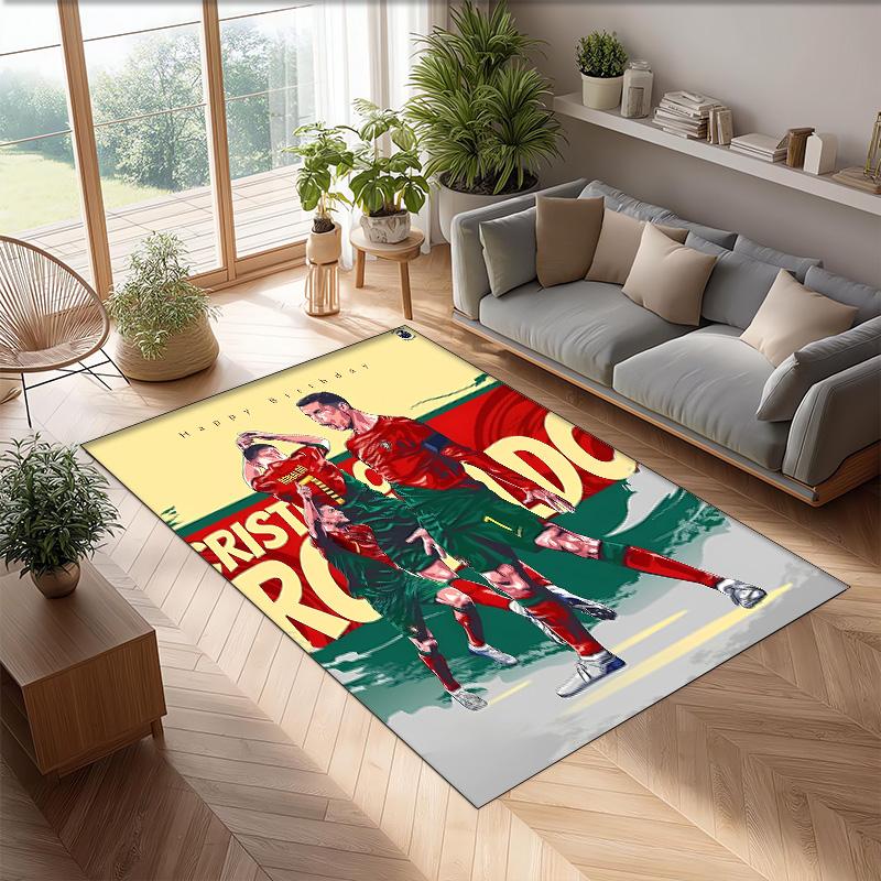 football Printed Flannel Area Rug Non Slip Soft Polyester Floor Carpet Indoor Decor Mat for Bedroom Living Room Sofa