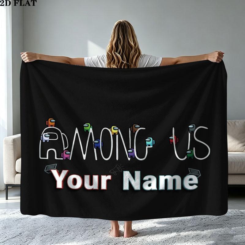 1PC Among Us Custom Name Patterned Flannel Blanket Suitable For All Seasons for Home Decor Warmth and Comfort Gifts Holiday Present