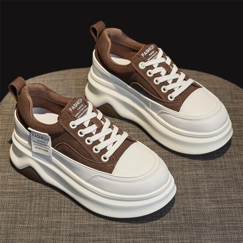 Little White Shoes Women's Shoes Autumn New Versatile Popular Inner Height Increase Muffin Platform Sports Casual Spring and Autumn Board Shoes