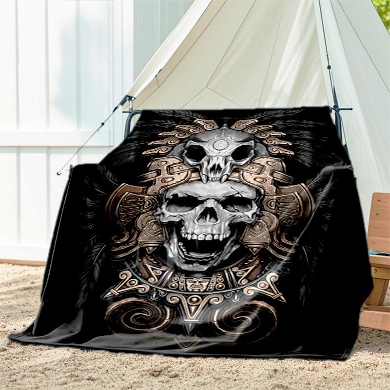 1pc skull pattern blanket, all season lightweight home office outdoor nap multifunctional blanket