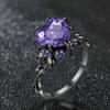 Gothic Style Promise Ring Inlaid Heart Shape Zircon Skull Design Wedding Zircon Perfect Halloween Gift For Your Lover