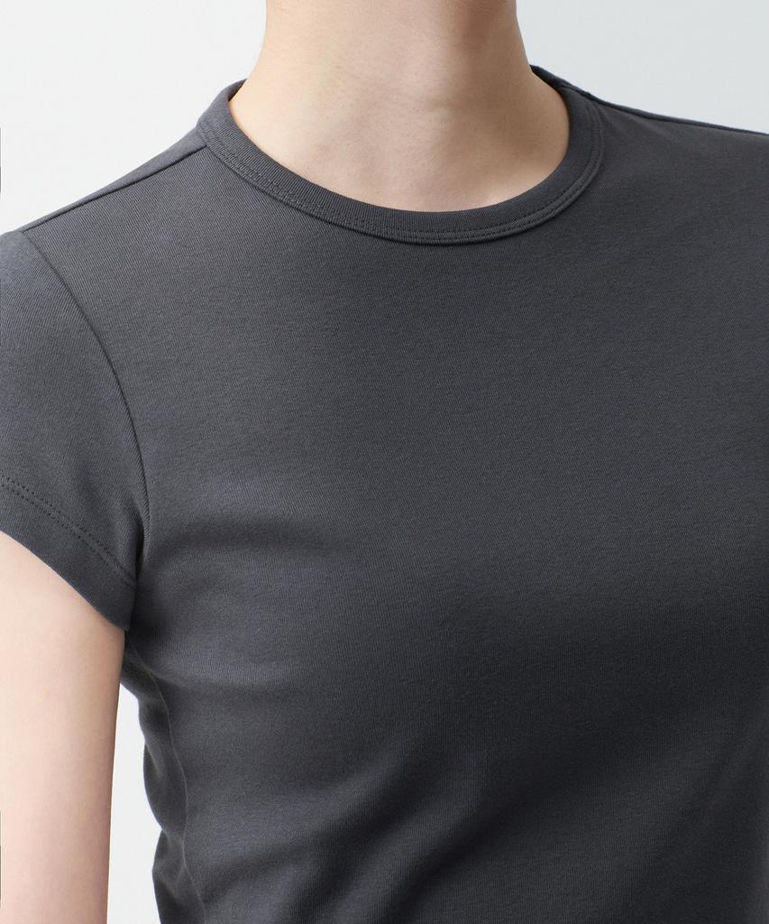 MUSINSA STANDARD WOMAN Women'S Slim Crop Crew Neck T-Shirt [Dark Grey]