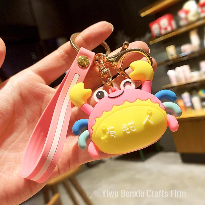 Creative Cartoon Crab 3D Keychain Pendant with Custom Logo