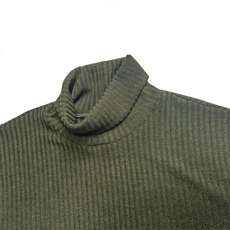 Men's Knitting Bottom Shirt Fashion High Neck Long Sleeve Fitting Versatile T-shirt