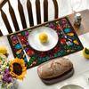 4Pcs Rectangular Boho Mandala Placemats Linen Floral Dining Mats Geometric Table Mat  Dinner