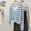 Women's Fake Two-Piece Wool Blend Color-Block Striped Knit Top